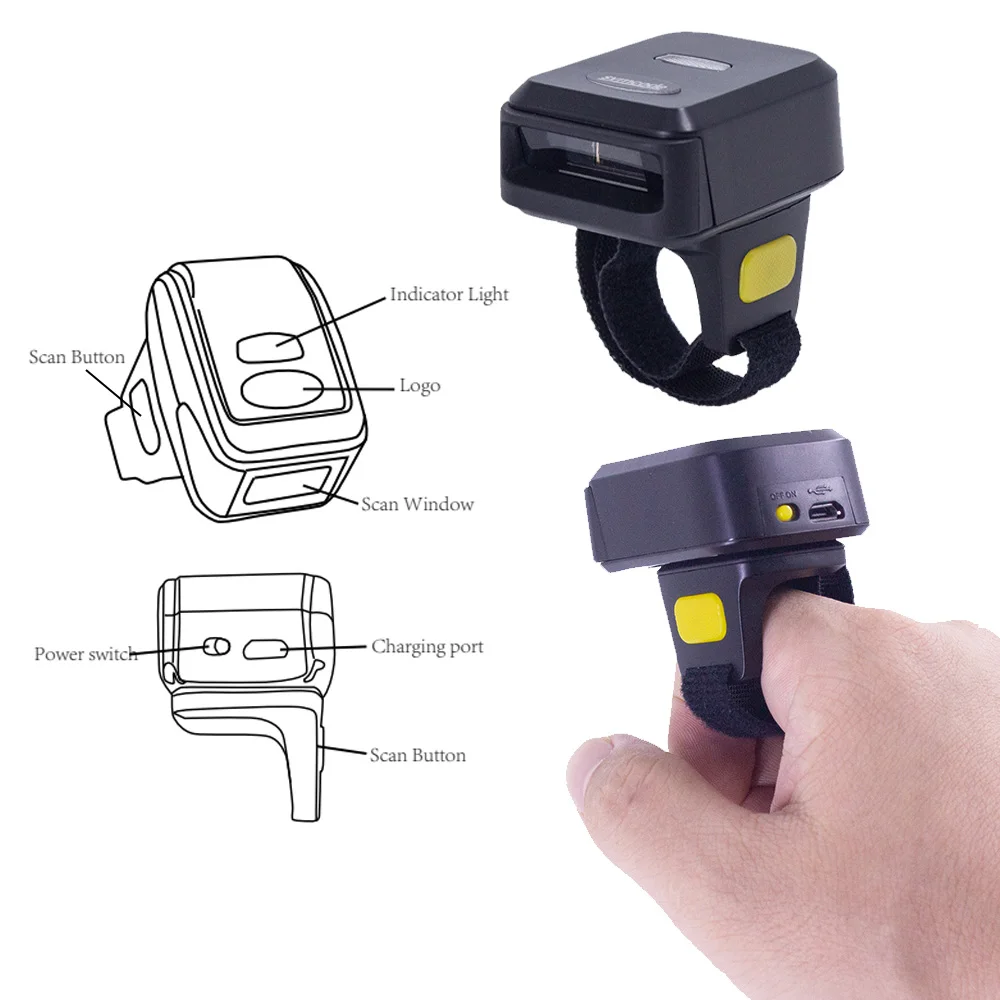 2D Barcode Scanner Portable Finger Handheld Wearable Ring 1D 2D Bar Code Reader BT+2.4G Wireless for Windows PC Computer 19