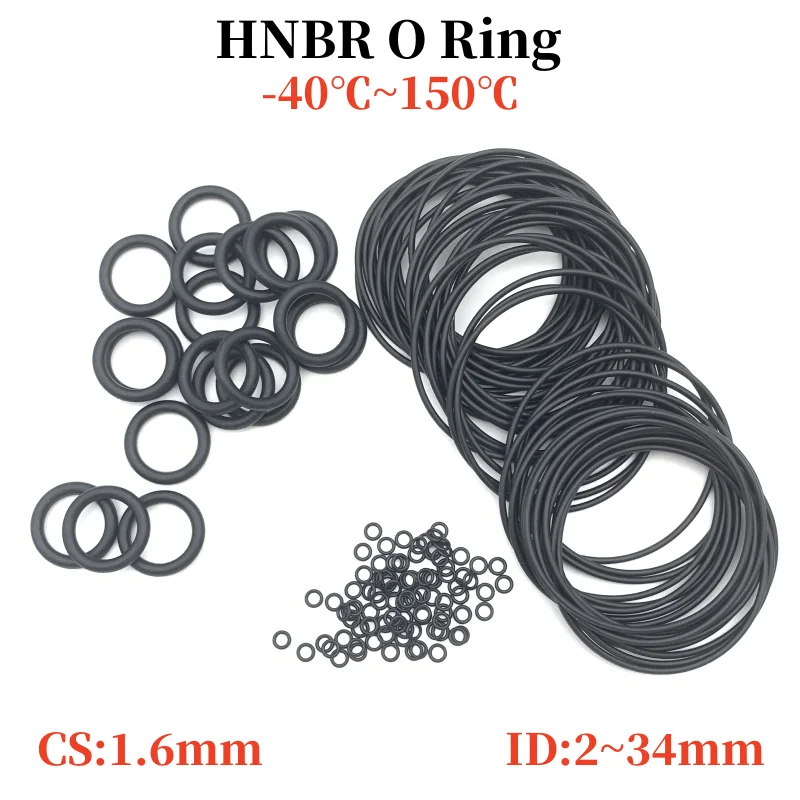 

HNBR Nitrile O Ring CS 1.6mm OD 2~34mm Automobile Nitrile Rubber Round O Type Washer Corrosion Oil Resistant Seal Gasket