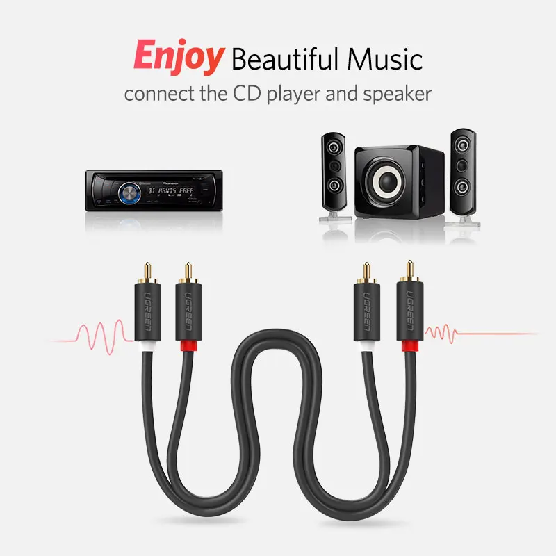 Ugreen-Aux ̺ 2 RCA 2RCA Hi-Fi ׷ ̾ 2m 6.5ft, Ȩ þ HDTV  100/50 ǽ  ̺,  