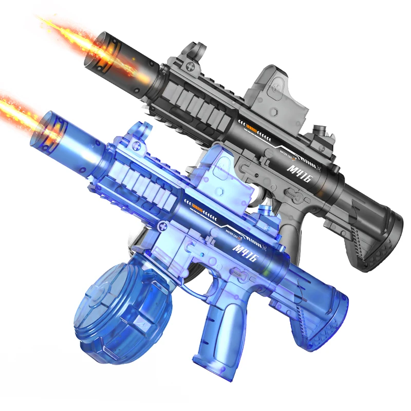 M416 전기 펄스 물총 야외 여름 물총 시뮬레이션 불꽃 분사 자동 물총 성인용 인터랙티브 장난감