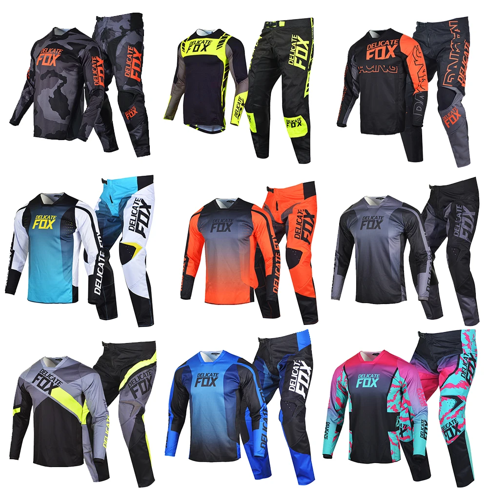 Delicate Fox 180 360 Gear Set Motocross Jersey Pants Combo MX BMX Dirt Bike Outfit Mountain Bicycle Off-road Men Suit For Adult