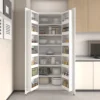 Sideboard Kitchen Cabinet,Tall White Storage Cabinet with 2 Doors and Adjustable Shelves, Food Storage  Locker Home Cabinets 3
