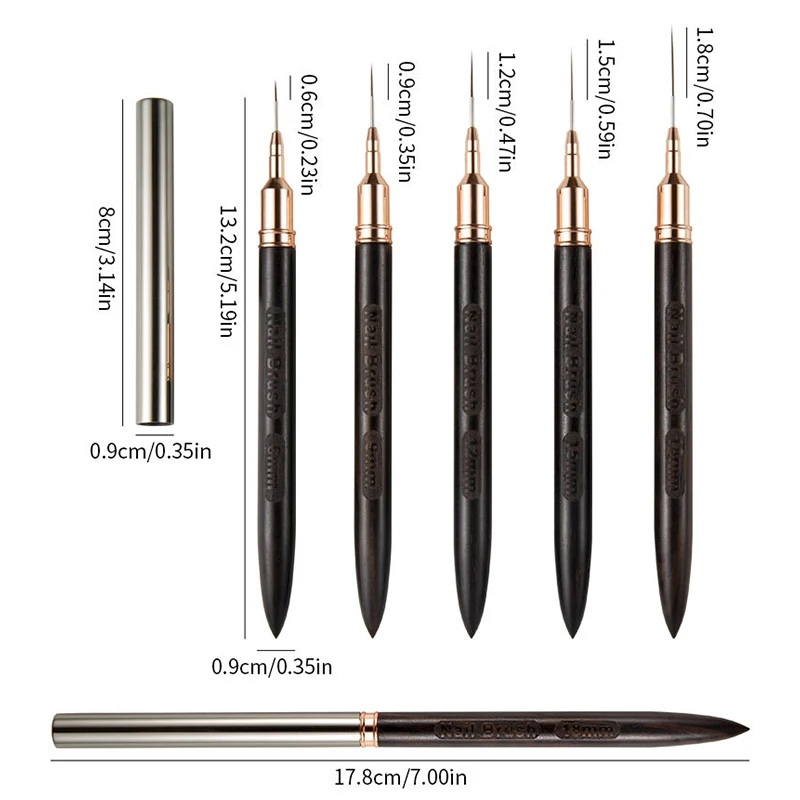 Sandalwood Nail Art Needle Tube Wire Drawing Pen Ultra-Fine Wire Drawing Pen Set Colored Hook Brush