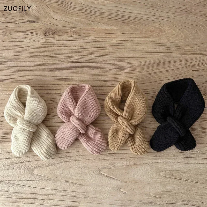 Soft Knitted Kids Scarf Winter Warm Infant Toddler Neck Warm Fashion Children Girl Boy Scarves Baby Bib Solid Color Neckerchief baby scarf,kids hat scarf set