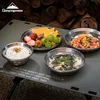 Steel Camping Tableware Set (4pcs) Campingmoon S395 Camping Bowl Plate Dinnerware Set 4