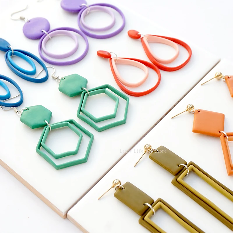 3pcs Set Hollow Ring Polymer Clay Cutter Geometric Shape Soft Pottery Mold DIY Earring Pendant Jewelry Making Cutting Tools