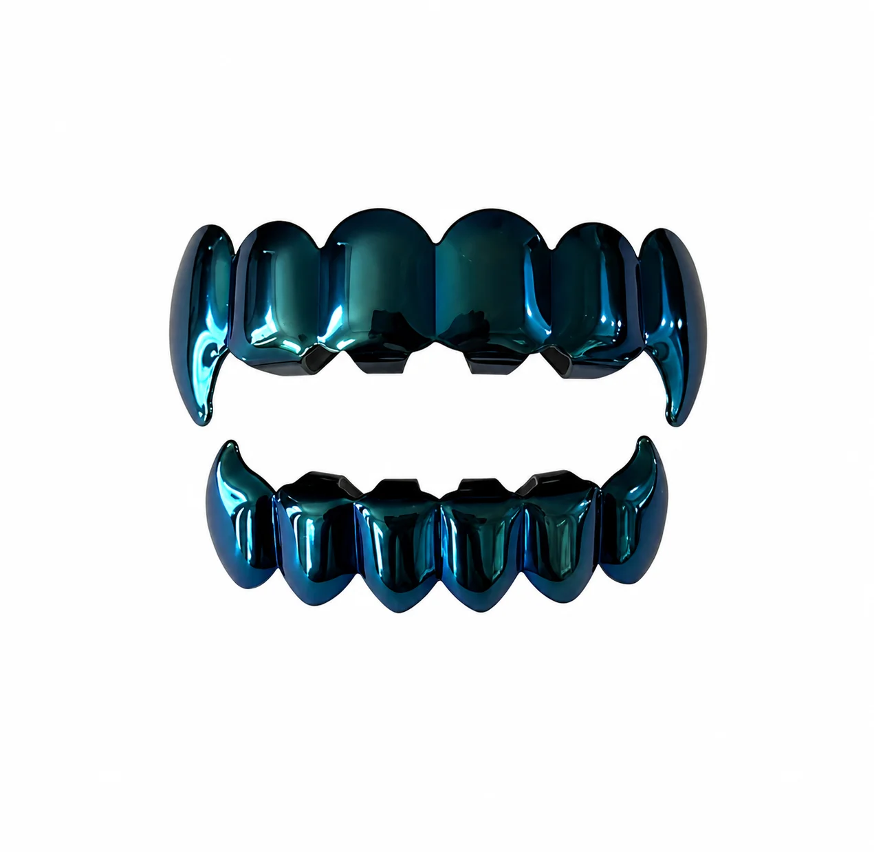 JINAO Hip Hop 6-8 Teeth Smooth Surface Drak Blue Color Grillz Set Men Women Top & Bottom Shiny Grill Punk Rapper Christmas
