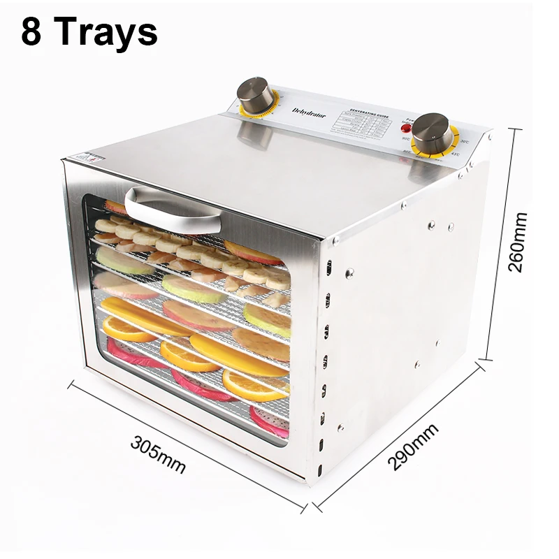 6/8 Layers Stainless Steel Food Dehydrator Fruits Vegetable Herb Air Drying Machine Commercial 8 Tiers Snacks Dried Meat Dryer