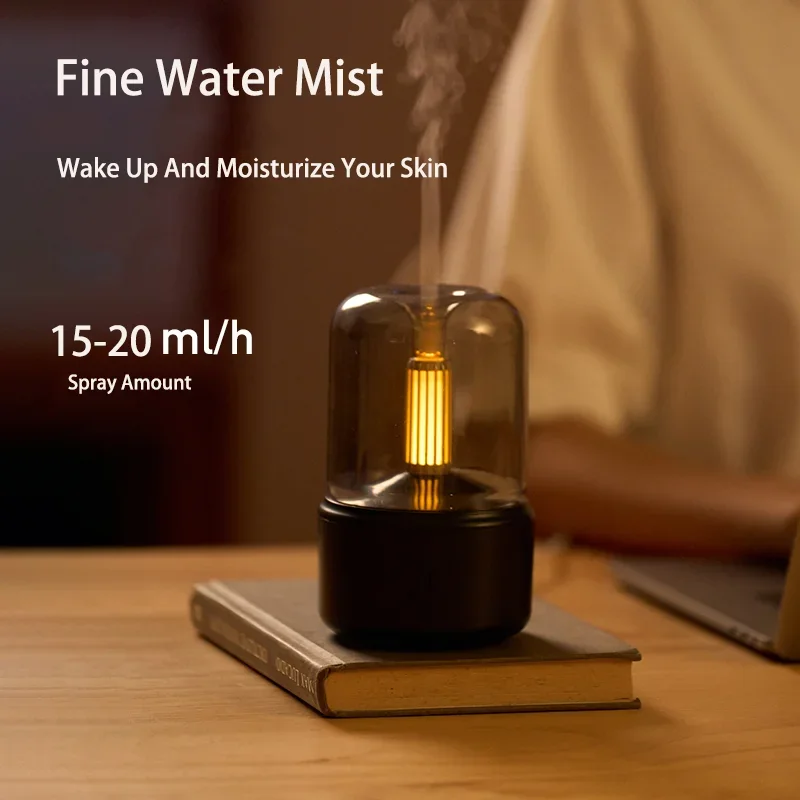 Candlelight Air Humidifier With LED Night Lights Portable 120ml Electric USB Mist Maker Ultrasonic Difusor Home Bedroom Dorm Car