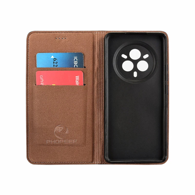 Luxury Napa Texture Genuine Leather Flip Case Wallet with Magnetic Closure and Card Pocket