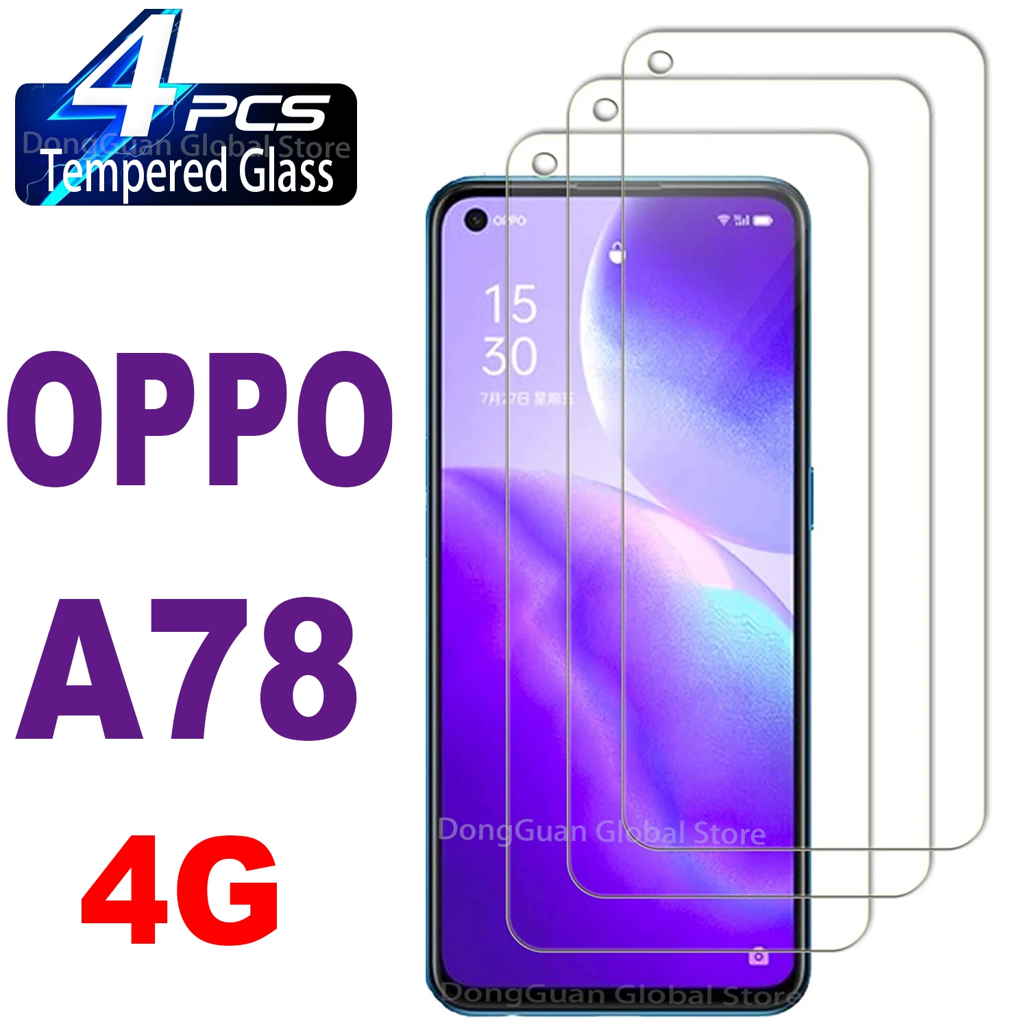 Pour OPPO A78 4G Protecteur d'écran en verre trempé