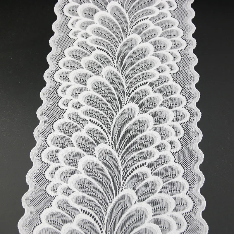 (3 meters/lot) 220mm Leaves Elastic Stretch Lace Trims For Clothing Accessories Dress Sewing  Lace Fabrics Handwork DIY Decorate