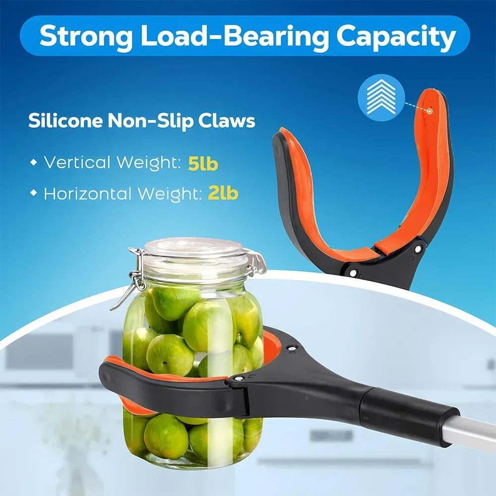 1-Pack 34 Inch Extra Long Grabber Reacher with 360°Rotating Jaw & Magnet Foldable Pickup Mobility Aid Reaching Assist Tool 4