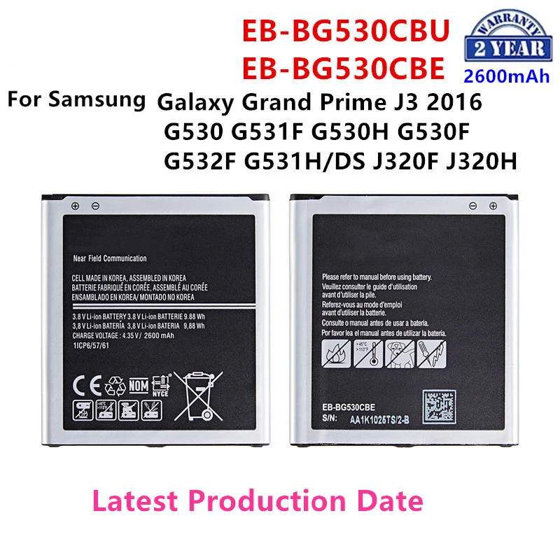 

Brand New EB-BG530CBU EB-BG530CBE 2600mAh Battery For Samsung Galaxy Grand Prime J3 2016 G530 G531F G530H G530F G532F