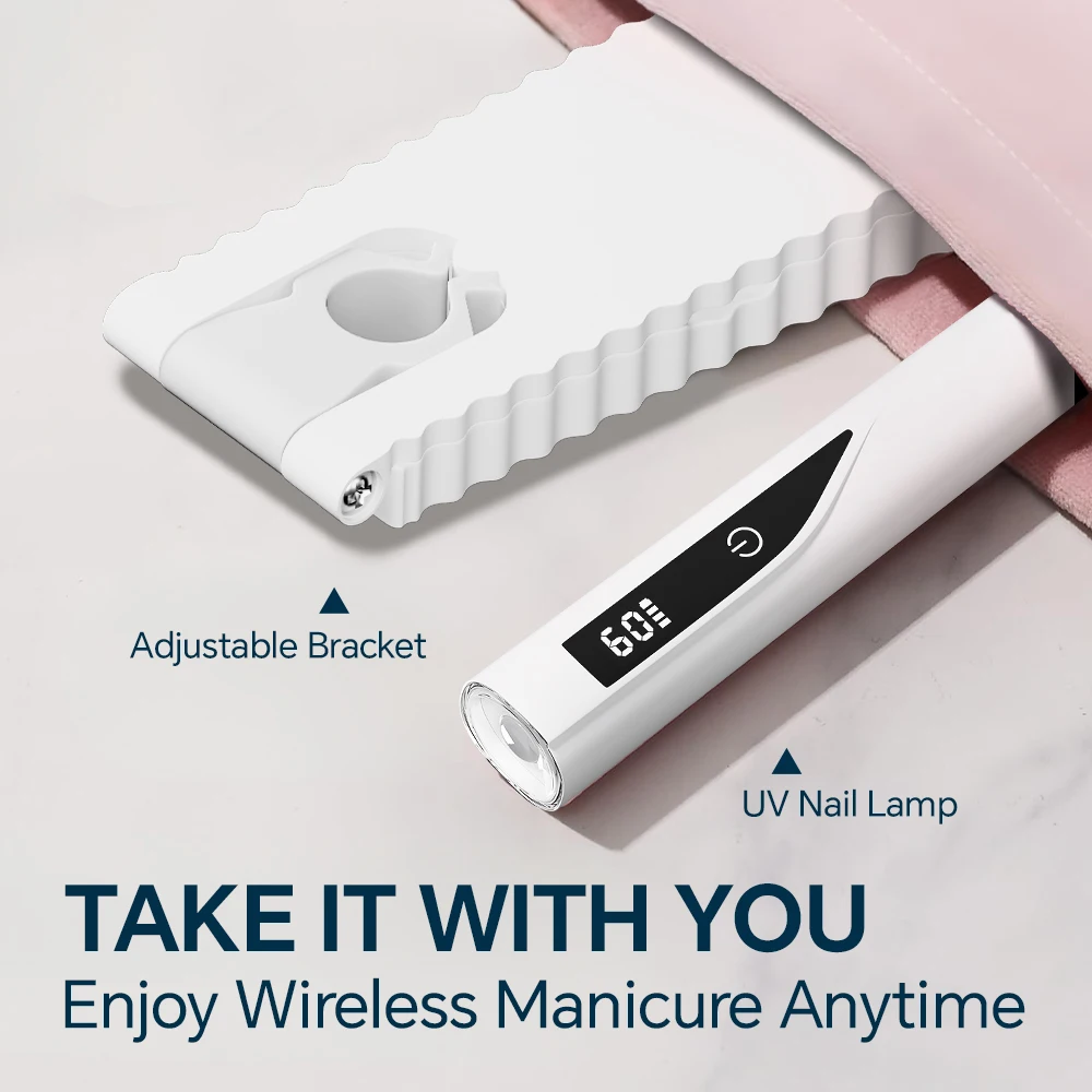 UV Nail Light with Timer, Adjustable Stand and Indicator, Mini Handheld LED Nail Lamp, Rechargeable Nail Dryer for DIY Nail Art