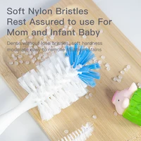 2 in 1 Mother-child Nylon Baby Bottle Cup Cleaning Brush Suction Stand Type Feeding Clean Tool Set 3