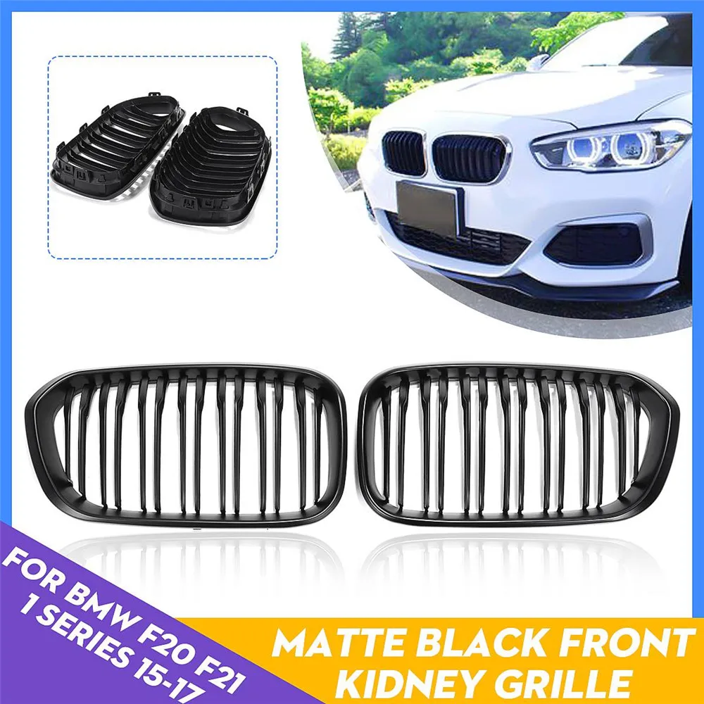 

Front Racing Grill for BMW F20 F21 1 Series 2015 2016 2017 Sports Double Slat Line Kidney Grill Grille(Gloss Black )