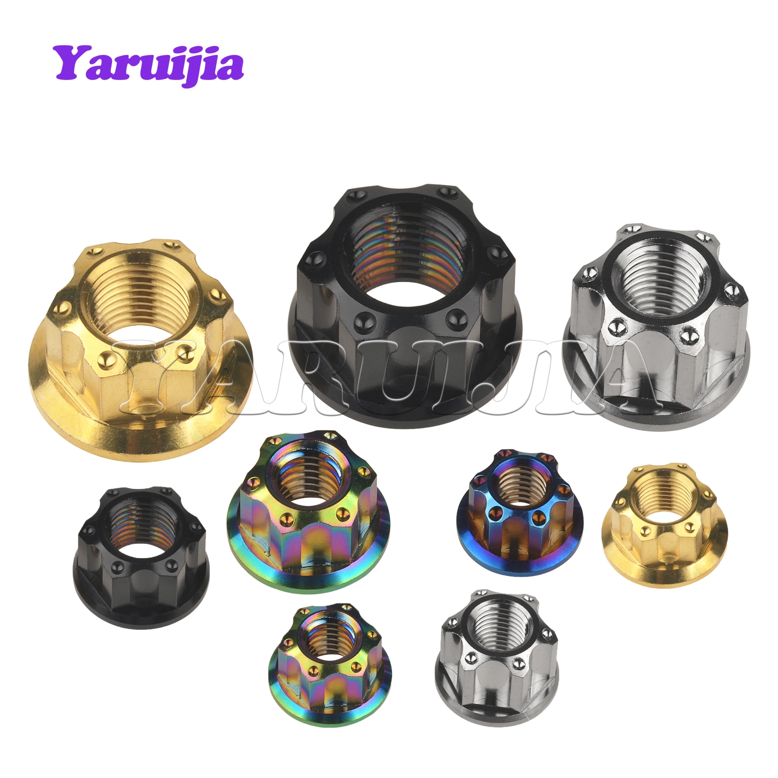 Yaruijia 티타늄 너트, 오토바이 자전거 자동차용 Torx 플랜지 너트, M6, M8, M10, M12x1.25, M14x1.5, M16x1.5