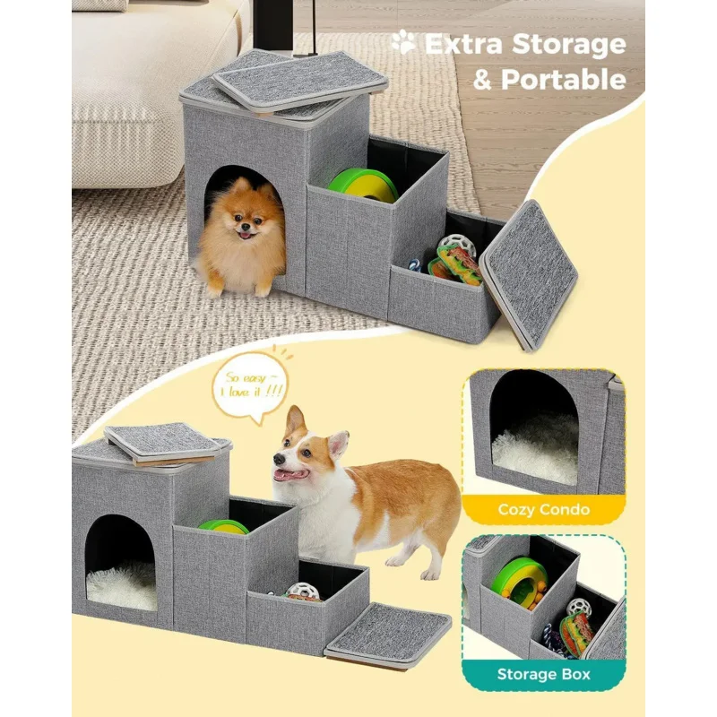 Pet Safe Cozy Up Folding Dog Cat Stairs Non-Slip Pads Durable Pet Stairs for Indoor/Outdoor at Home or Travel Dog Cat Steps For