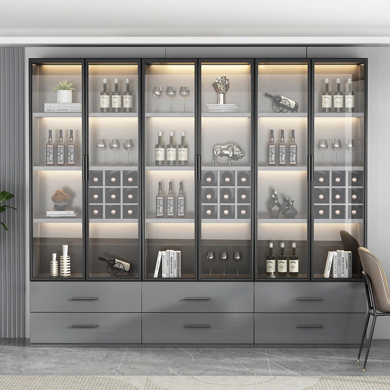Full Kitchen Cabinet Whiskey Showcase Bar Accessories Elegant Vintage Wine Stands Antique Furniture Iron Vitrine Luxury Shelves
