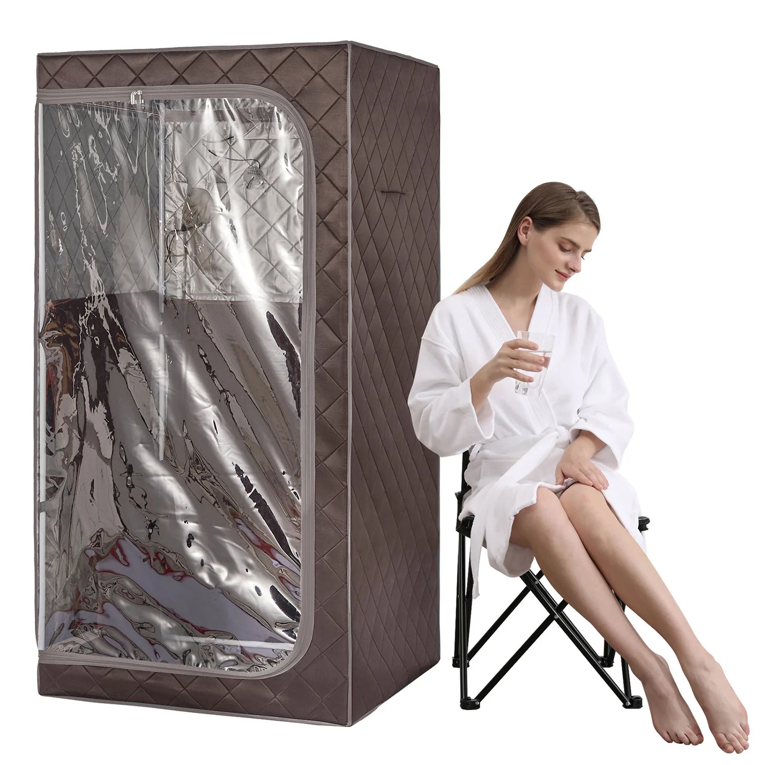 Portable Infrared Sauna Home Spa Detox Therapy with Upgrade Reinforced Chair Whole Front Clear Window L31.5 x W31.5 x H63 2