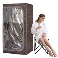 Portable Infrared Sauna Home Spa Detox Therapy with Upgrade Reinforced Chair Whole Front Clear Window L31.5 x W31.5 x H63 2