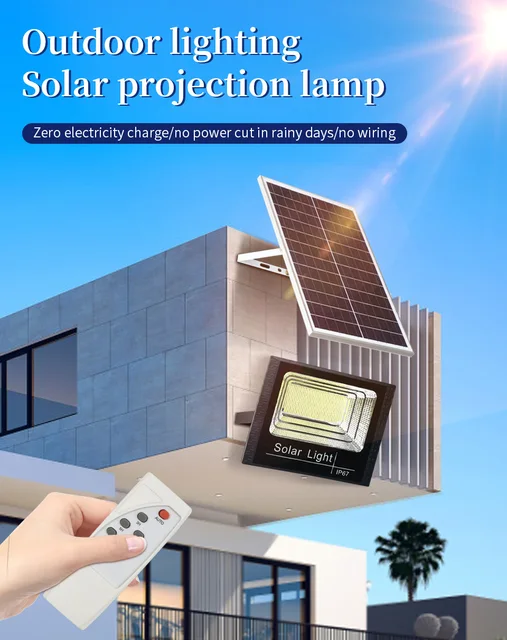 50W 100W 200W 300W Panneau solaire de lumière d'inondation Foco LED  Projecteur à énergie solaire Télécommande Lampe de rue extérieure étanche