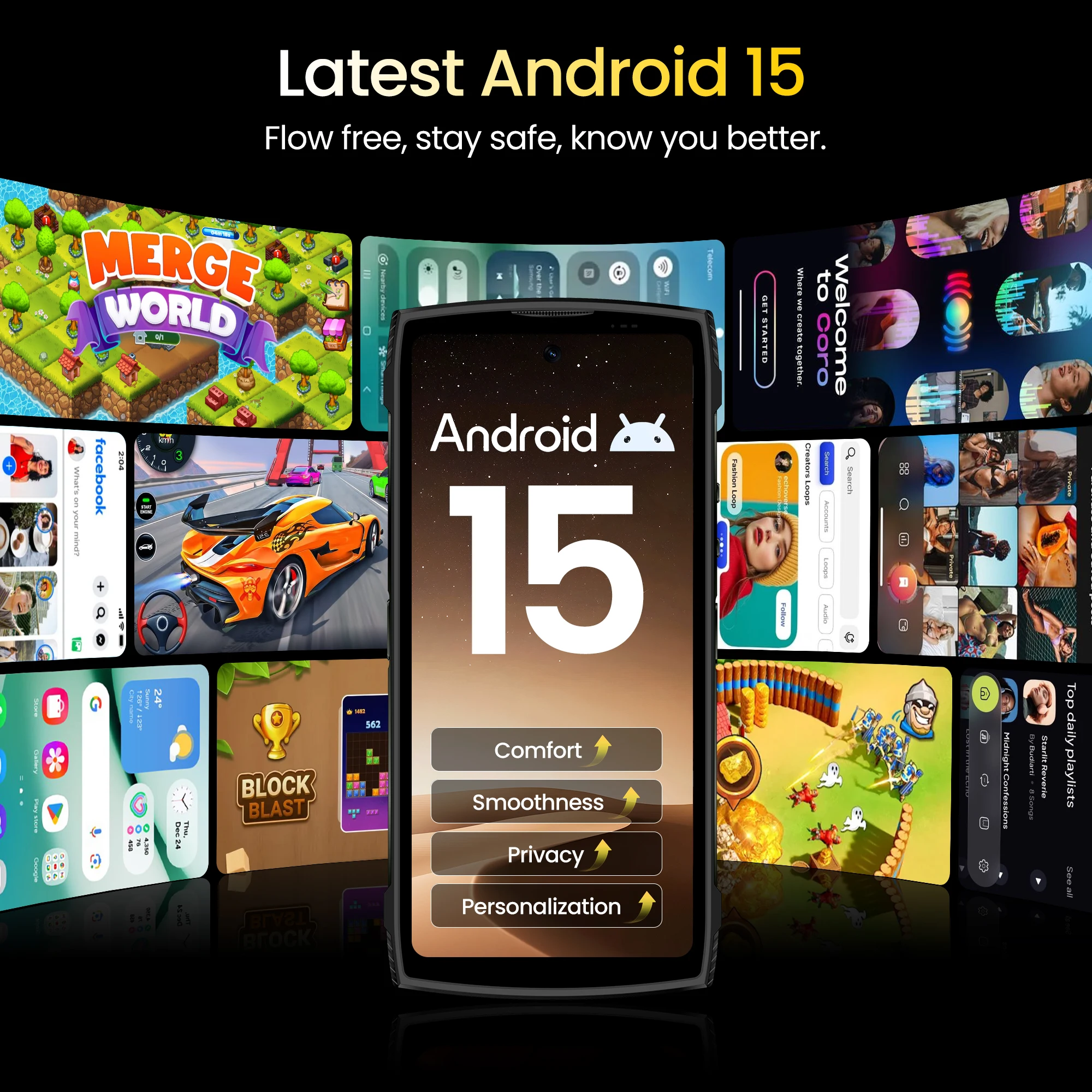 LAGENIO Panther 2 Pro 4G Rugged Smartphone Android 15 8GB+256GB Mobile Phone 50MP 5150mAh 6.7 " HD Ultra-thin Cellphone Gemini