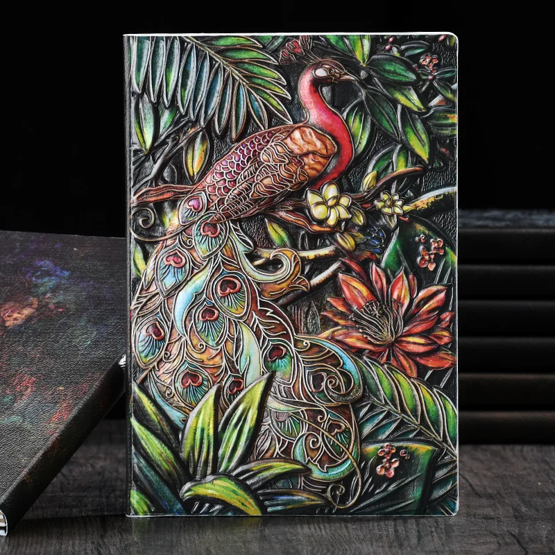 

A5 Business Notebook Subsidiary Annual Meeting High-end PU Hardcover European Antique A5 Peacock Notepad planners agenda