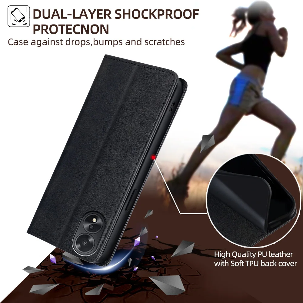 Luxury Wallet Flip Case with Kickstand and Card Slot - Sleek Hard Shell Cover
