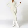 Zipper Yoga Rompers Long Sleeved One-piece Women's Sportswear Gym Jumpsuits Workout High-intensity Fitness Skin-tight Garment