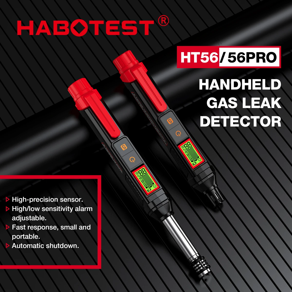 HABOTEST HT56 Scalable Natural Gas Leak Detector 100-1000PPM Combustible Gas Leak Detector Methane LPG Alcohol Analyzer