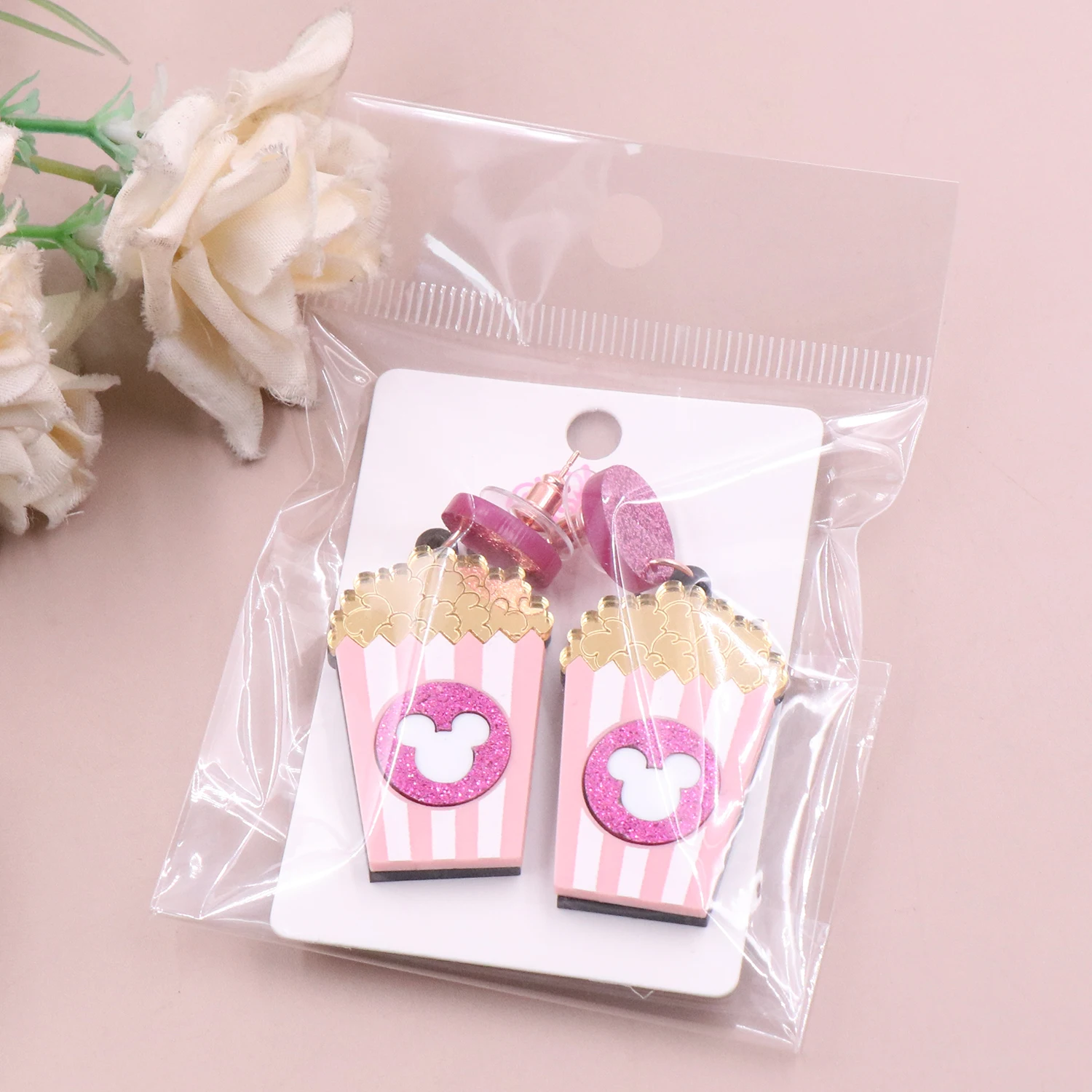 1pair New arrival CN Drop Mouse Head Popcorn TRENDY Valentine's Day Acrylic earrings Jewelry for women images - 6