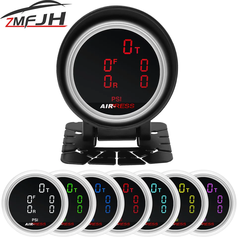 2 Inch (52mm) Dual Digital Air Pressure Gauge - 12V LED Display For Air Ride Systems