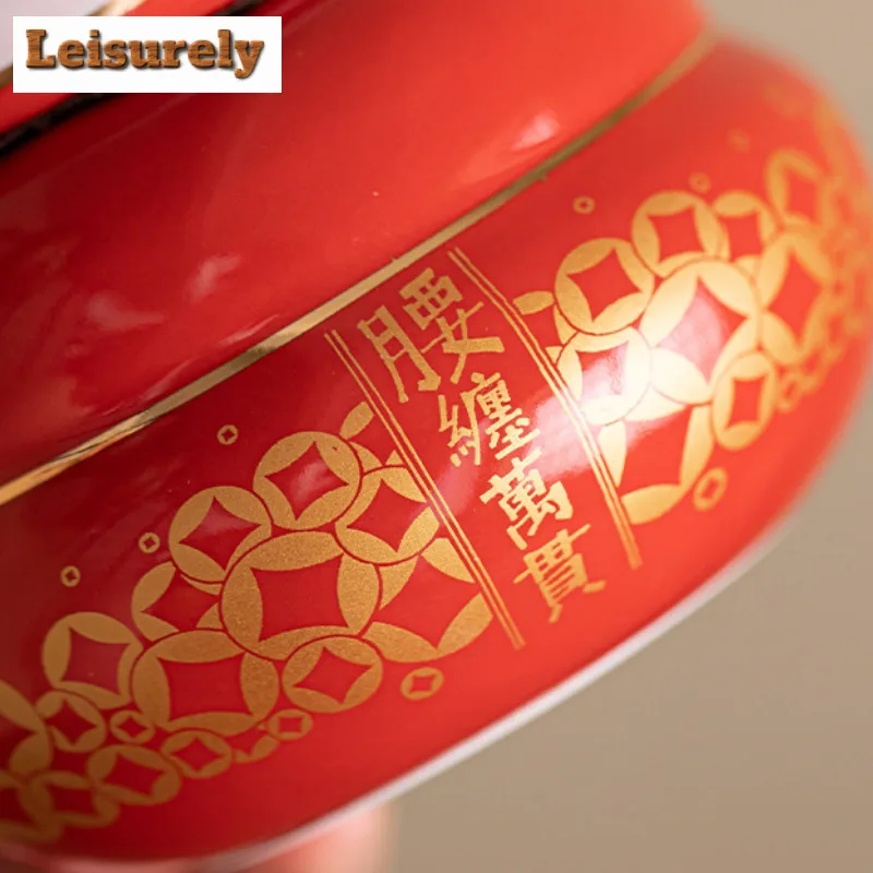 Wealthy Snake Year Chinese Red Tea Box Organizer Moisture-proof Boutique Storage Tank Containers Tea Caddy Tableware Ornaments