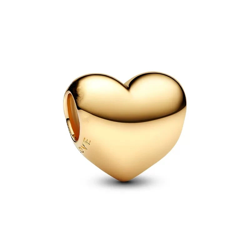 Sparkling Gold Angel's Wings Mum & Dad Lock Hearts Charm Beads Fit Original European 925 Silver Bracelet DIY Women Jewelry Gifts 5