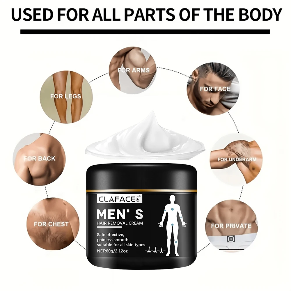 Men Painless Hair Remover Cream Mild Non Irritating Inhibition Hair Growth Eliminate Beard Body Chest Private Parts Depilatory 3