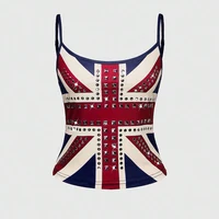 Camisole Sexy filles chaudes amérique imprimer Grunge haut court Vintage Punk mince haut court femme débardeur bébé t-shirt 2000s Y2k Emo Harajuku 2