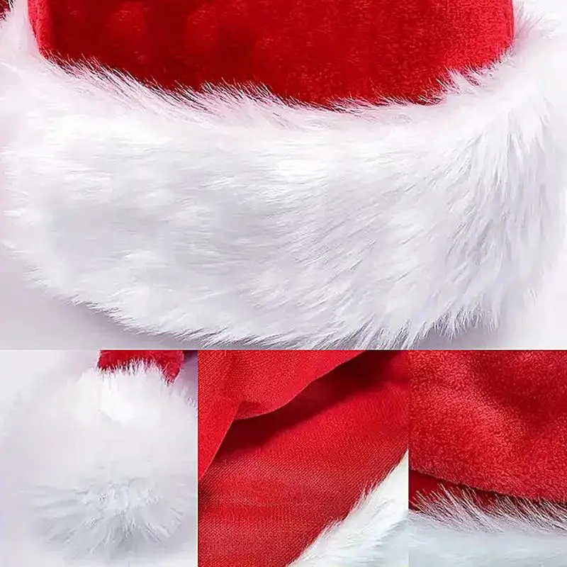 Large Santa Hat Soft Christmas Plush Hats Unisex Adults Cosplay Costume Christmas Hat For New Year Holiday