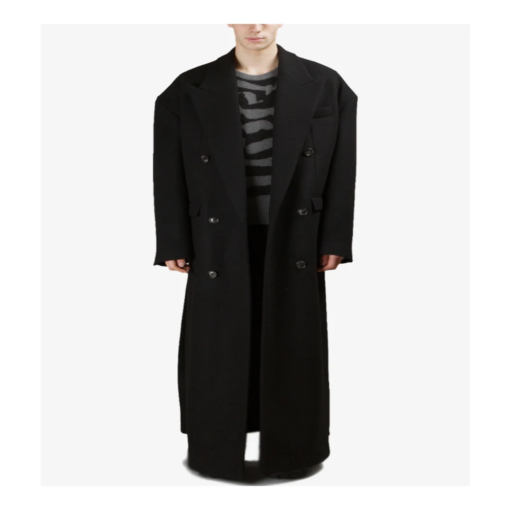 

long Super loose woolen coat men's fall-shoulder profile side slit autumn and winter classic top