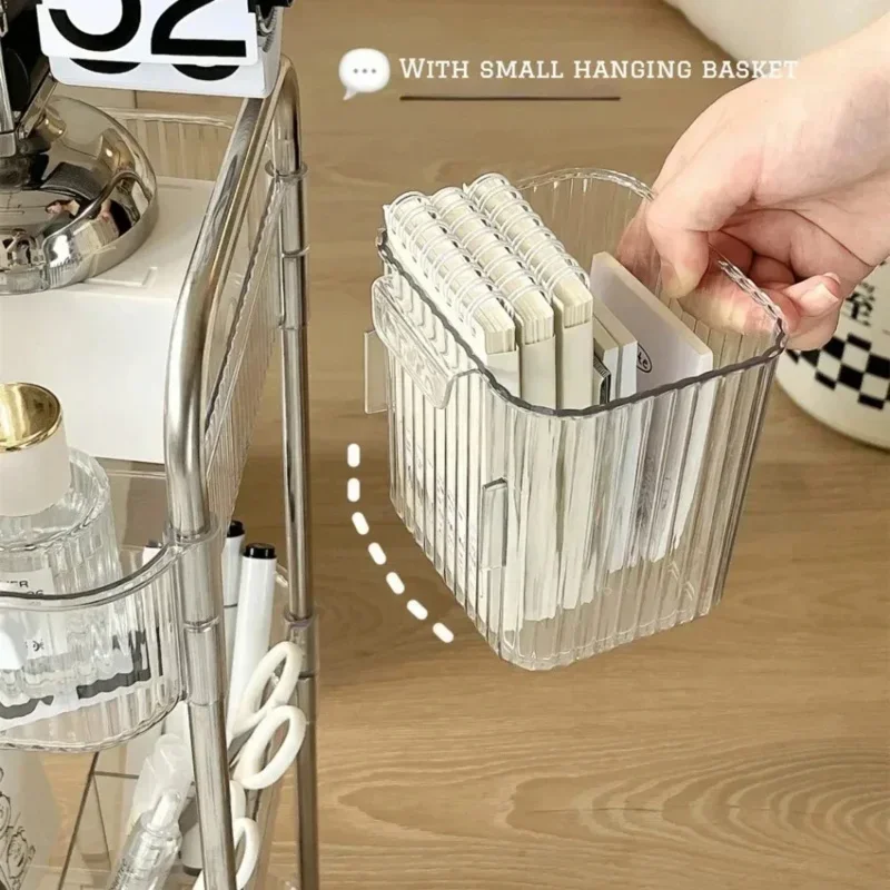 Storage rack rolling storage cart 2/3 Tiers Rolling Cart Storage Shelf Transparent Acrylic Trolley Mobile Shelf with Wheel Multi-Layers