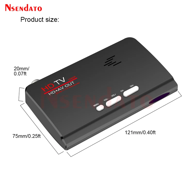 Digital Terrestrial HD DVB T T2 Protocol TV Box HD AV CVBS external TV Tuner Receiver With Remote Control for lcd monitor