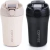 400ml Coffee Cup Stainless Steel Thermos with Straw Double-layer Vacuum Insulated Bounce Cup Portable Travel Car Creative Cup