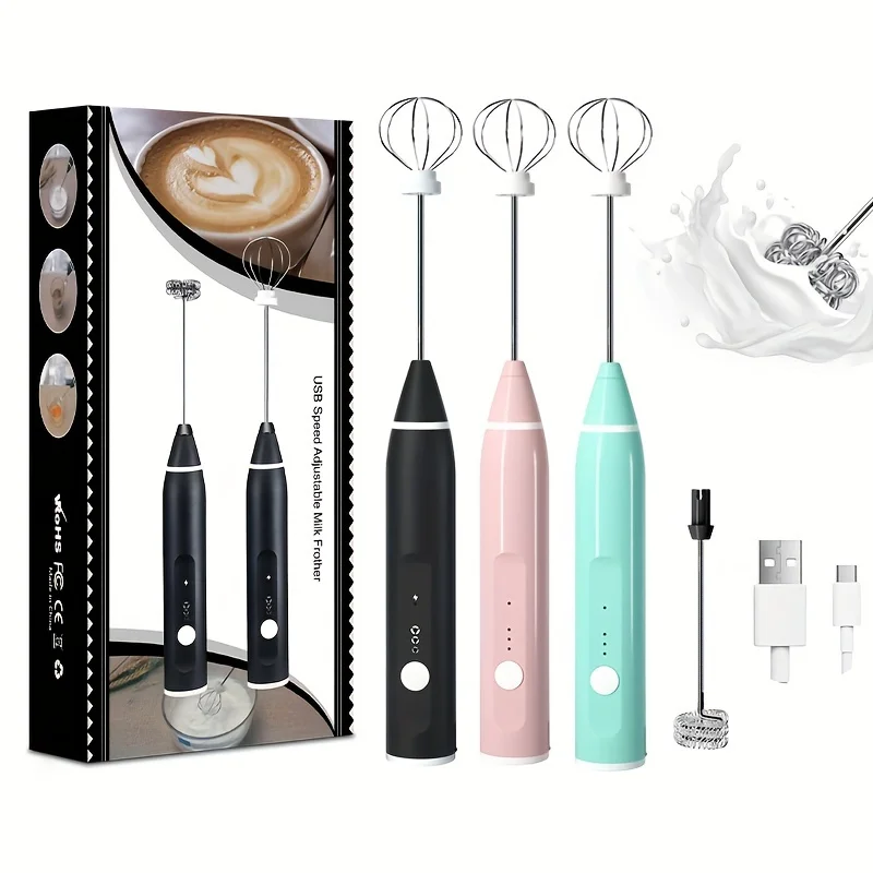 

1pc Electric Milk Frother Portable Egg Beater USB Rechargeable Handheld Coffee Blender Milk Shaker Mixer Foamer Food Blender