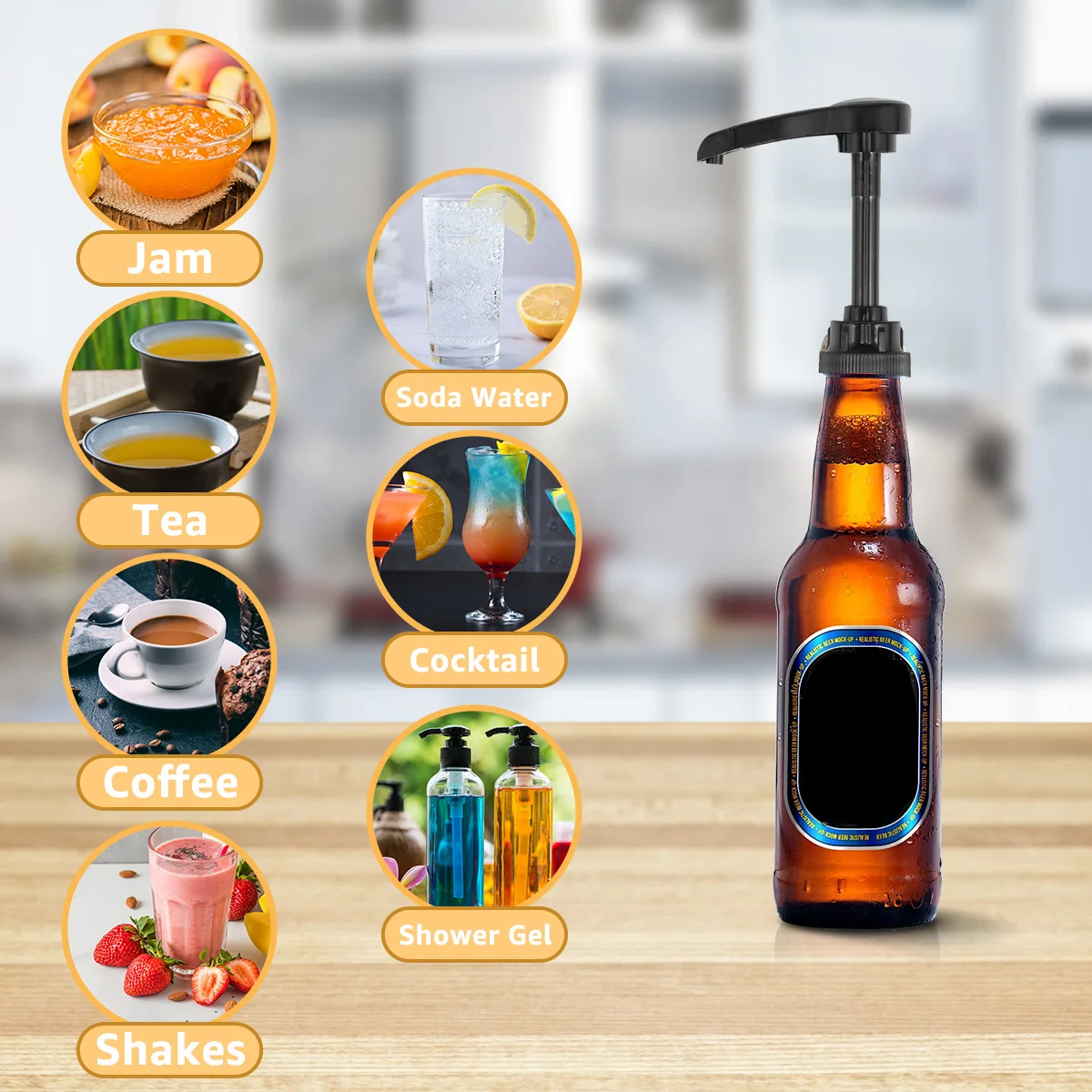 6Pcs Coffee Syrup Pump Reusable Pump Bottle Dispenser 10CC No Dripping Pressed Coffee Syrup Dispenser with Mouth Cover