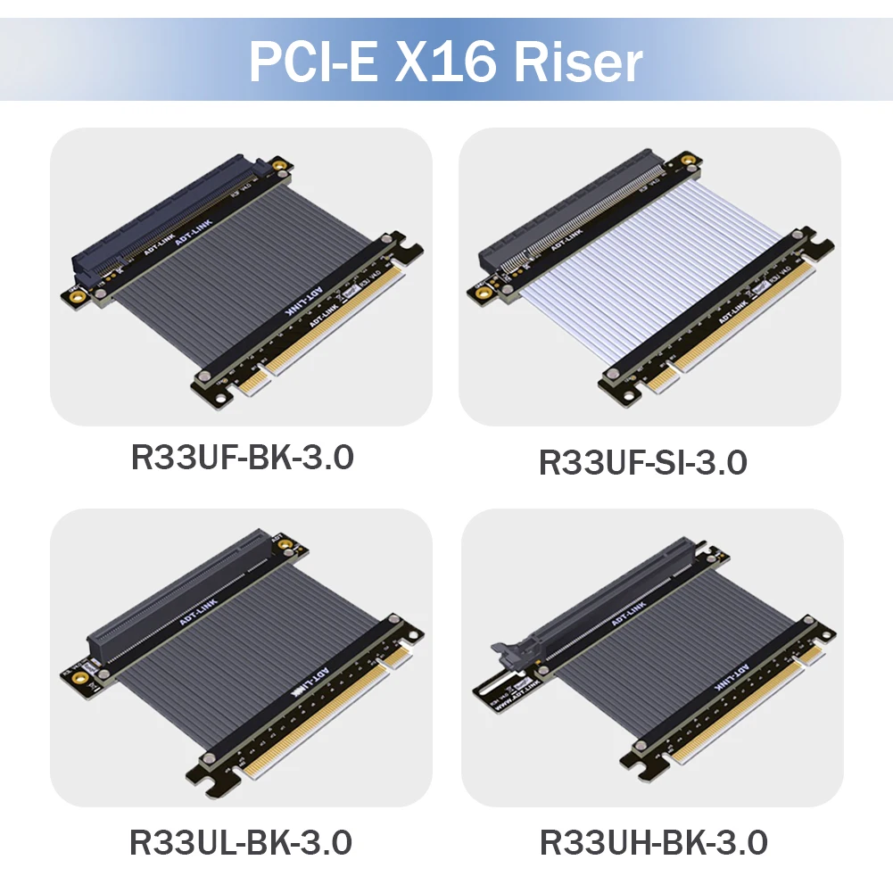 Cheap Adt Universal Gaming Pci-E X16 Riser Cable Pci Express Graphics Video Card Extension Cable Atx Rog Case Gpu Riser Extender