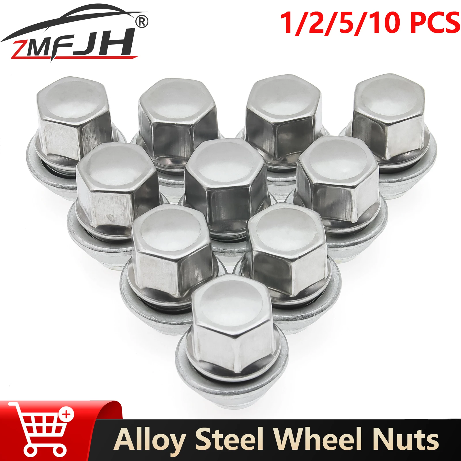20-Pack Silver Ford Alloy Wheel Nuts - M12 X 1.5 Thread, 19mm Hex, Fit Ranger