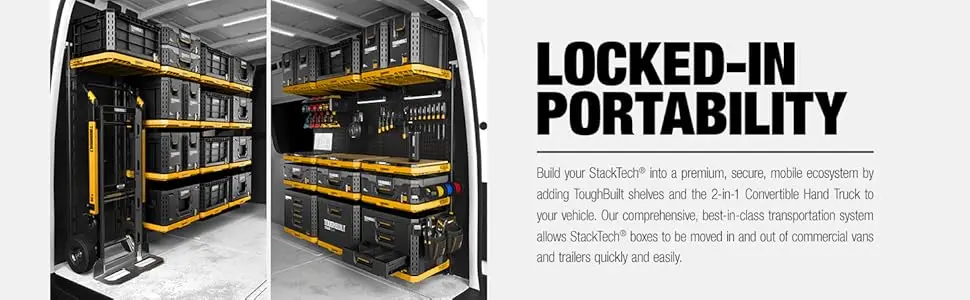 Tool boxes shown in a garage or workshop