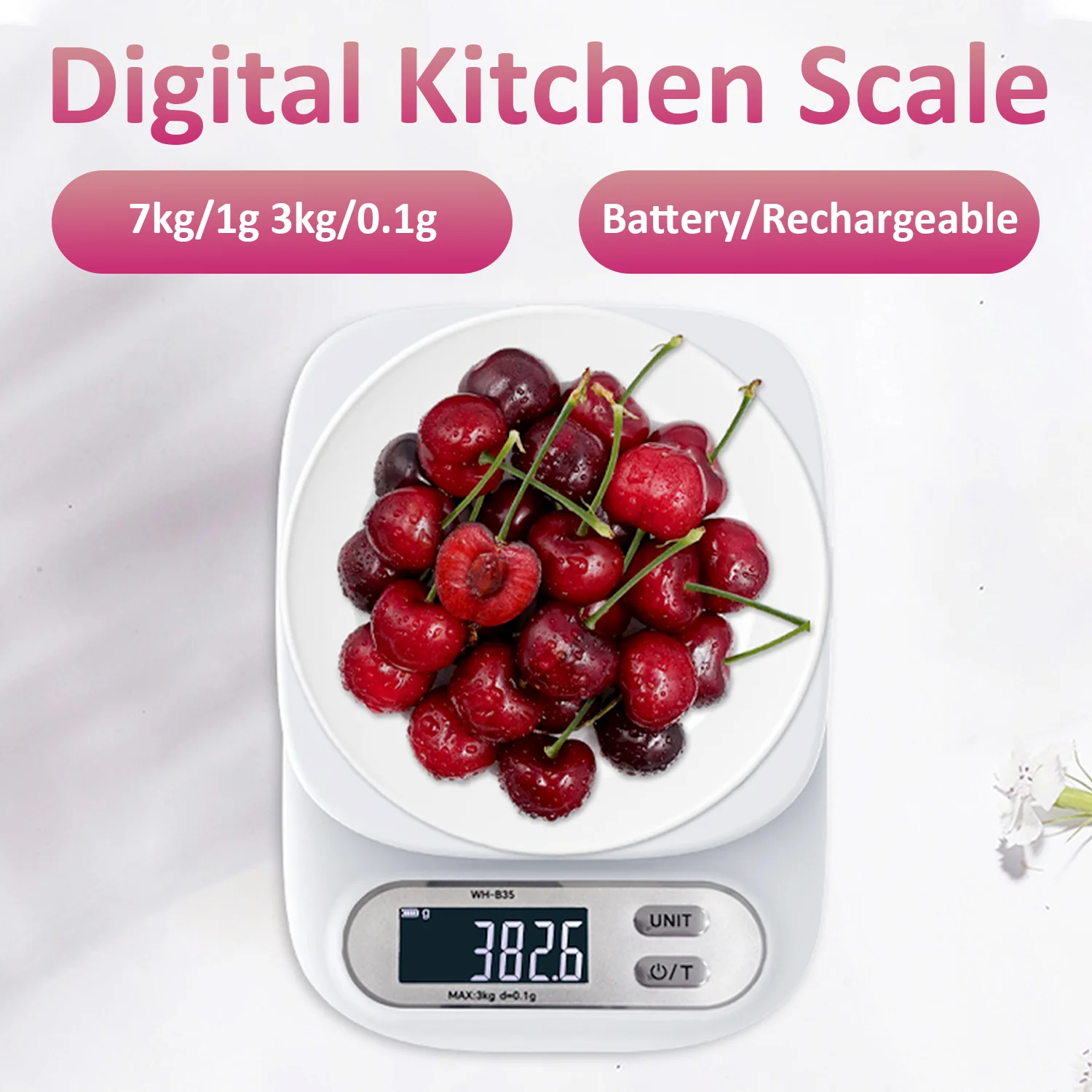 High-Precision Digital Kitchen Scale with LCD Display and Rechargeable Option