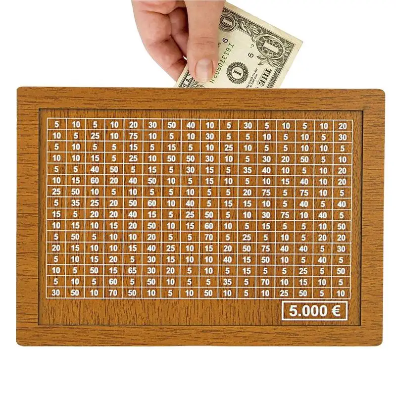 Money Box Piggy Bank 2000/3000/5000/10000 Euro Wood Money Bank gift  Coin Tray Storage Case With Saving Goal Numbers Counter